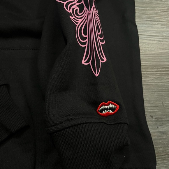 Chrome Hearts Black Hoodie with Pink Script Trim Size M - Picture 2 of 3